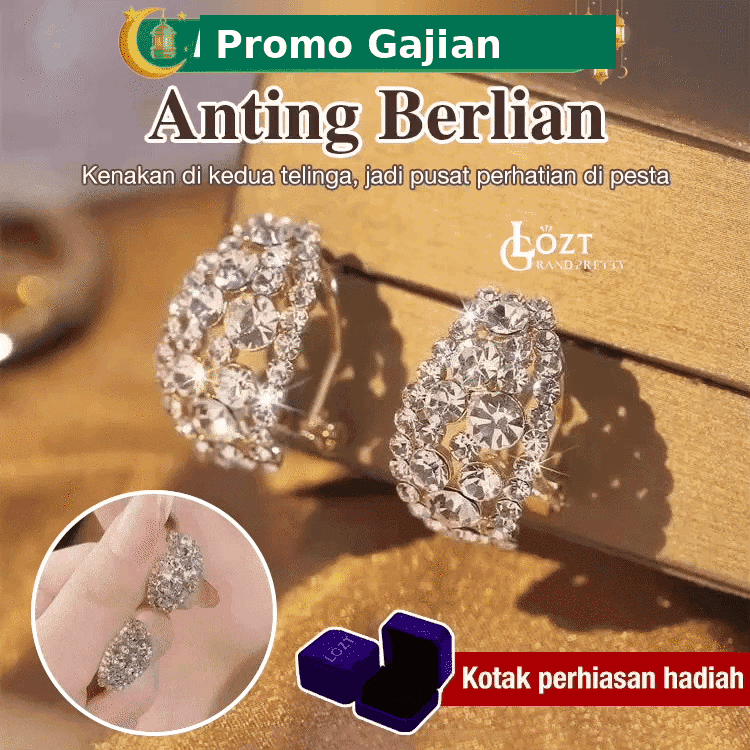 Promo Gajian - Anting-anting Lingkaran Berlian - Kotak perhiasan cantik dibagikan secara gratis - Pengiriman gratis